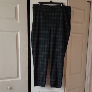 Joan Rivers Women's Plaid Ankle Pants, Regular Length - Navy and Green (XL)
